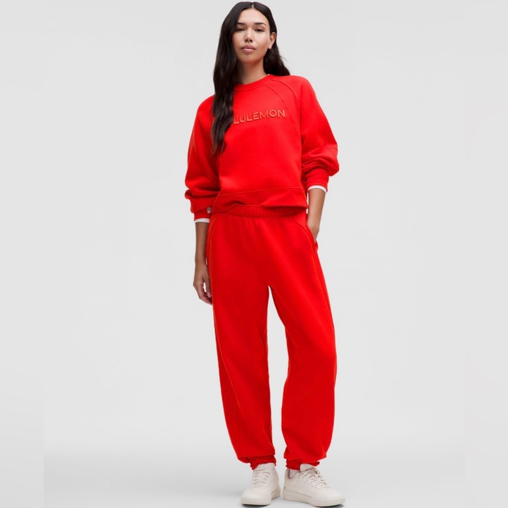 Lululemon Scuba Oversized Red Cropped Sweatshirt “Wordmark” - Size XS/S